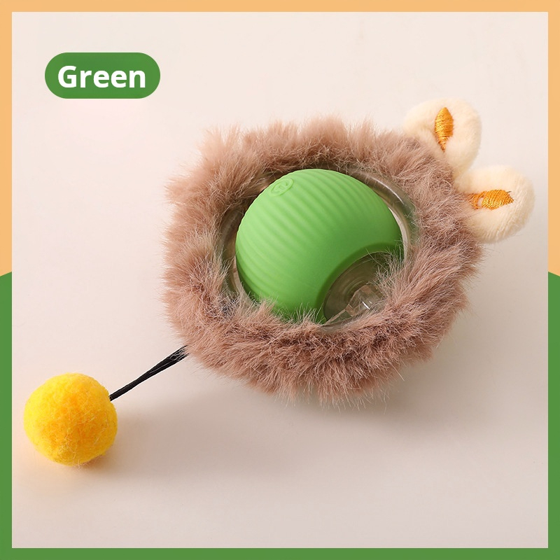 Slimme kittenbal Groen-USB-oplader Elektrische automatische rollende bal Grappig interactief pluche hondenspeelgoed 1