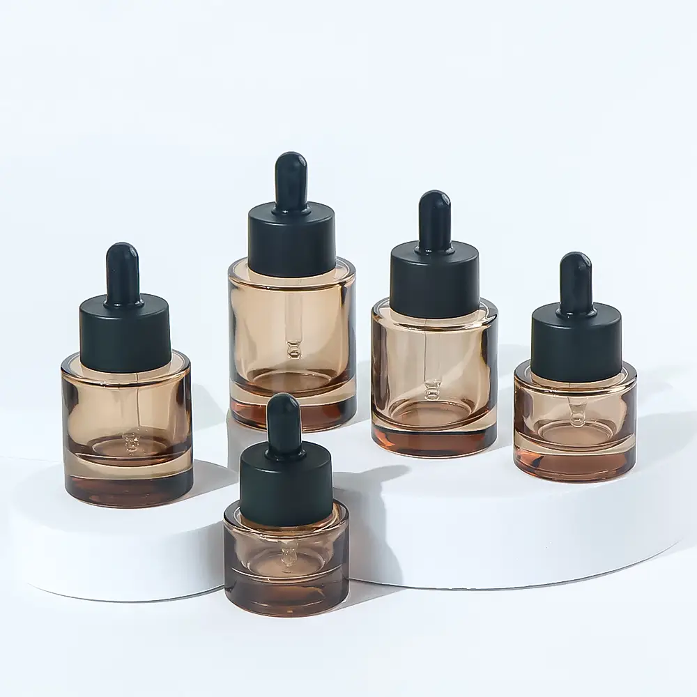 JXPACK 15 20 30 40 50ml custom round cosmetic frosted face hair serum essential oil glass dropper bottles 1