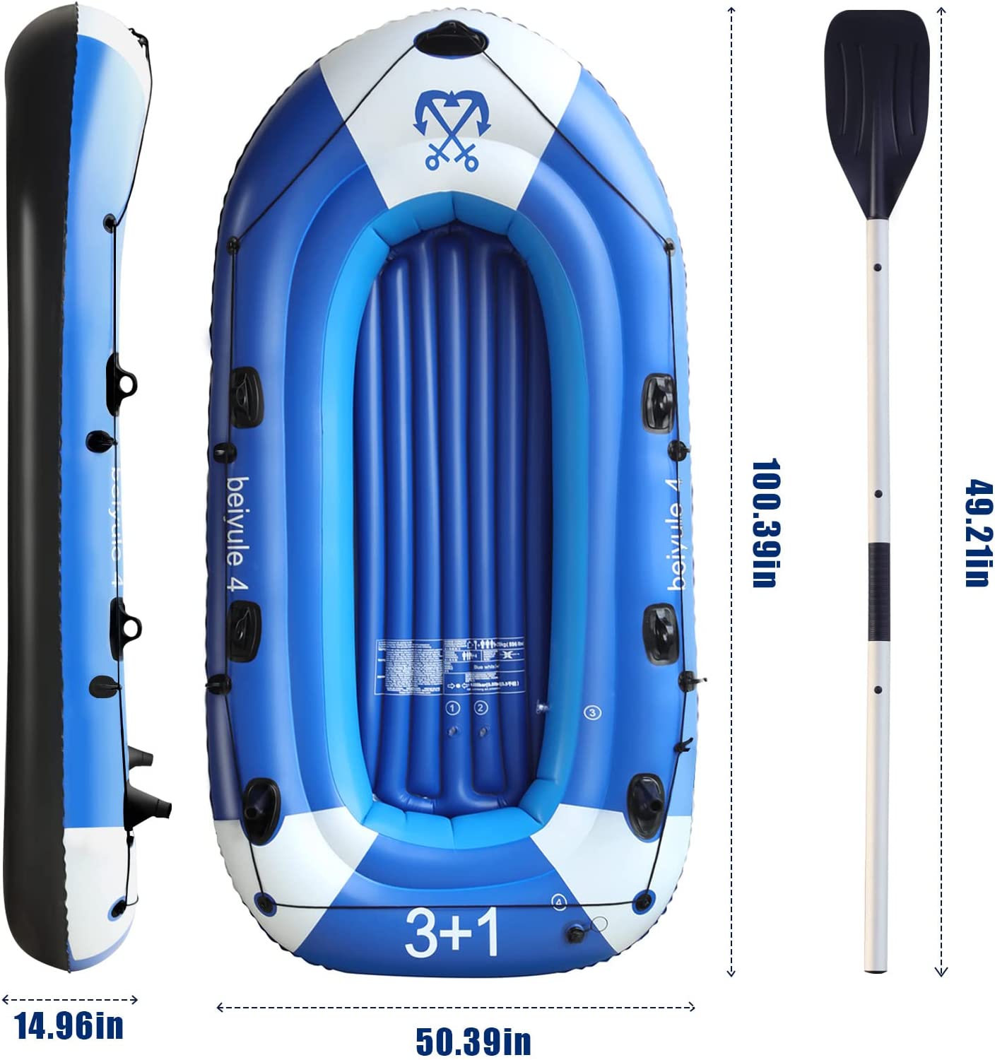 Bateau de pêche gonflable en PVC robuste pour sports nautiques 4