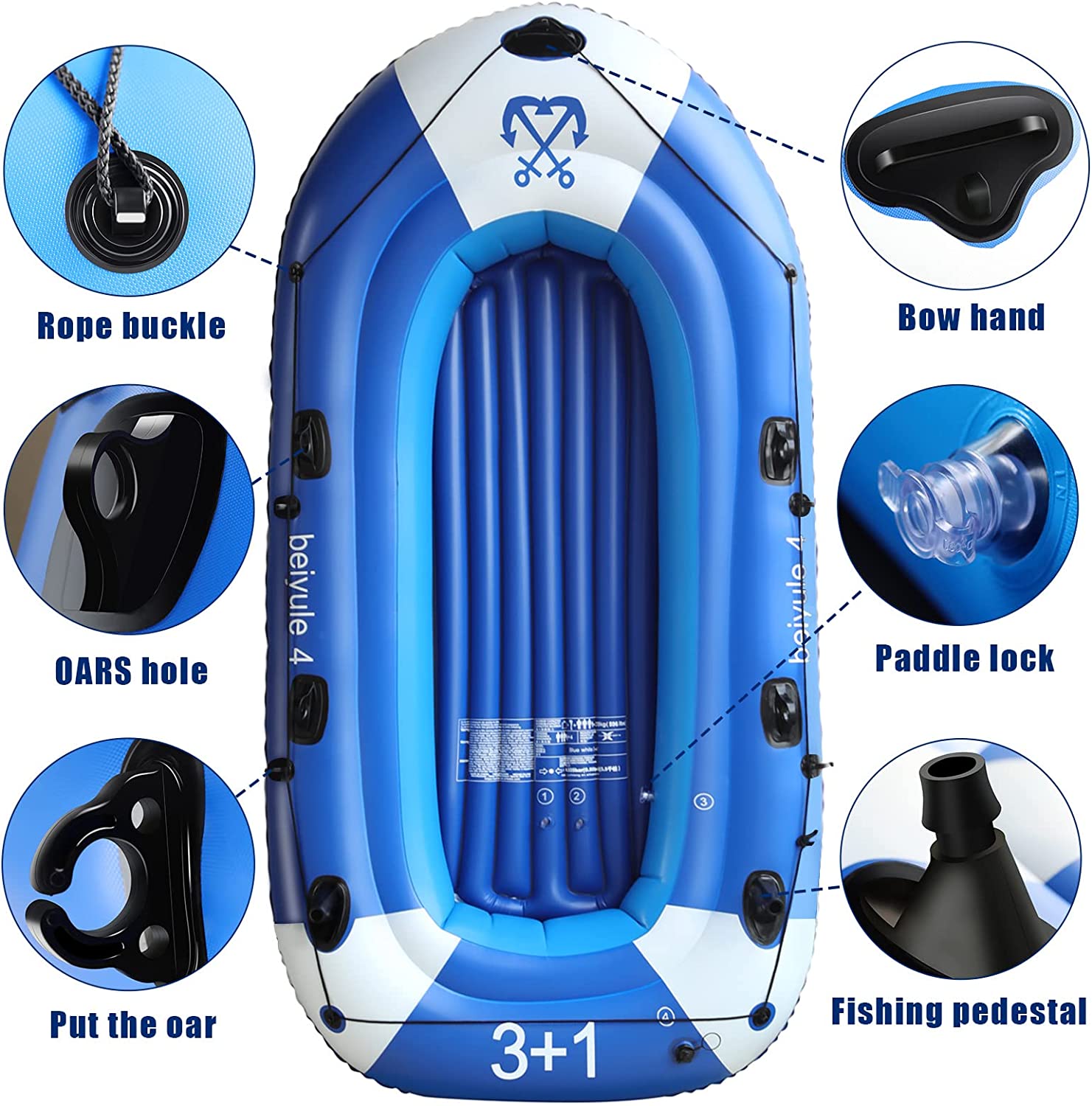 Bateau de pêche gonflable en PVC robuste pour sports nautiques 2