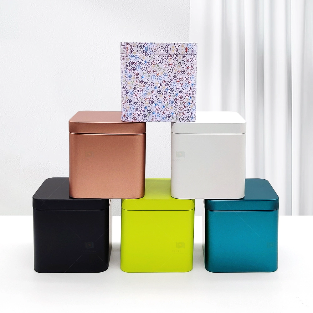 OEM ODM Food Grade Tea Tin Container Custom Rectangle70*70*70 Coffee Tea Gift Packaging Tin Box With Lid 1