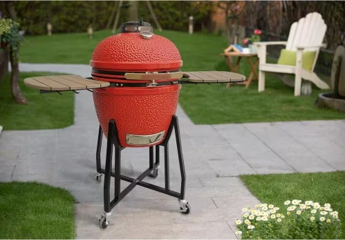 22 inch L ei Kamado keramische foodtruck met bbq-grillplaat voor live koken op houtskool roterende bbq-grill 1