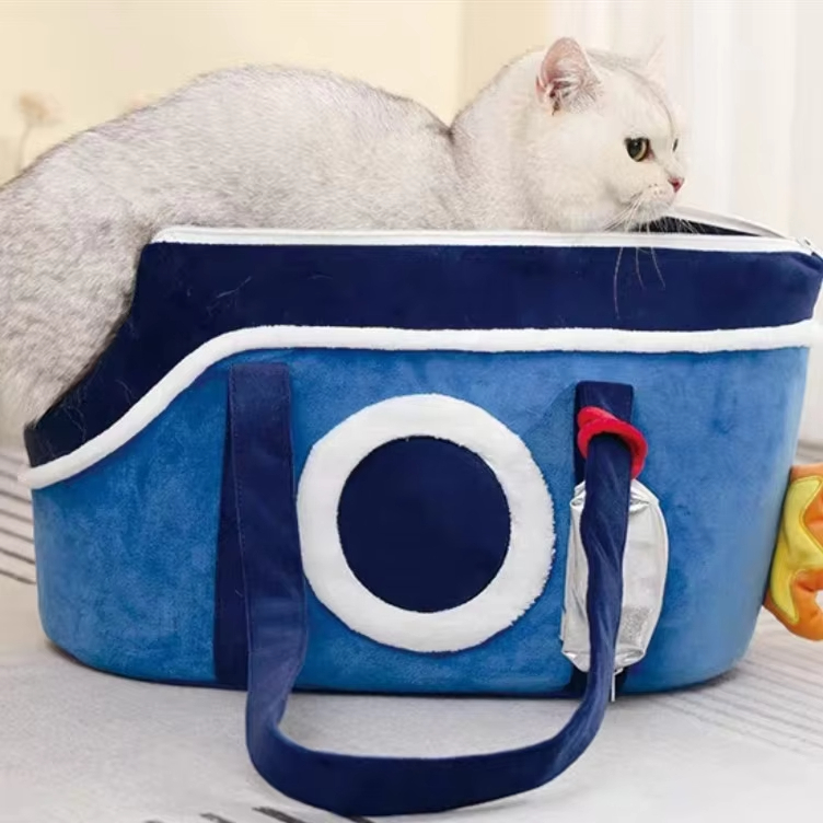 Blue-Hot Selling Breathable Multi-function Pet Cat Puppy Carrier Bag Travel Soft Comfortable Go-Out 1