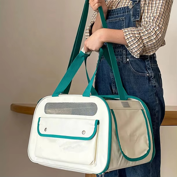 Spring and summer custom colors logo foldable portable soft pet carrier tote bag for the outdoors 1