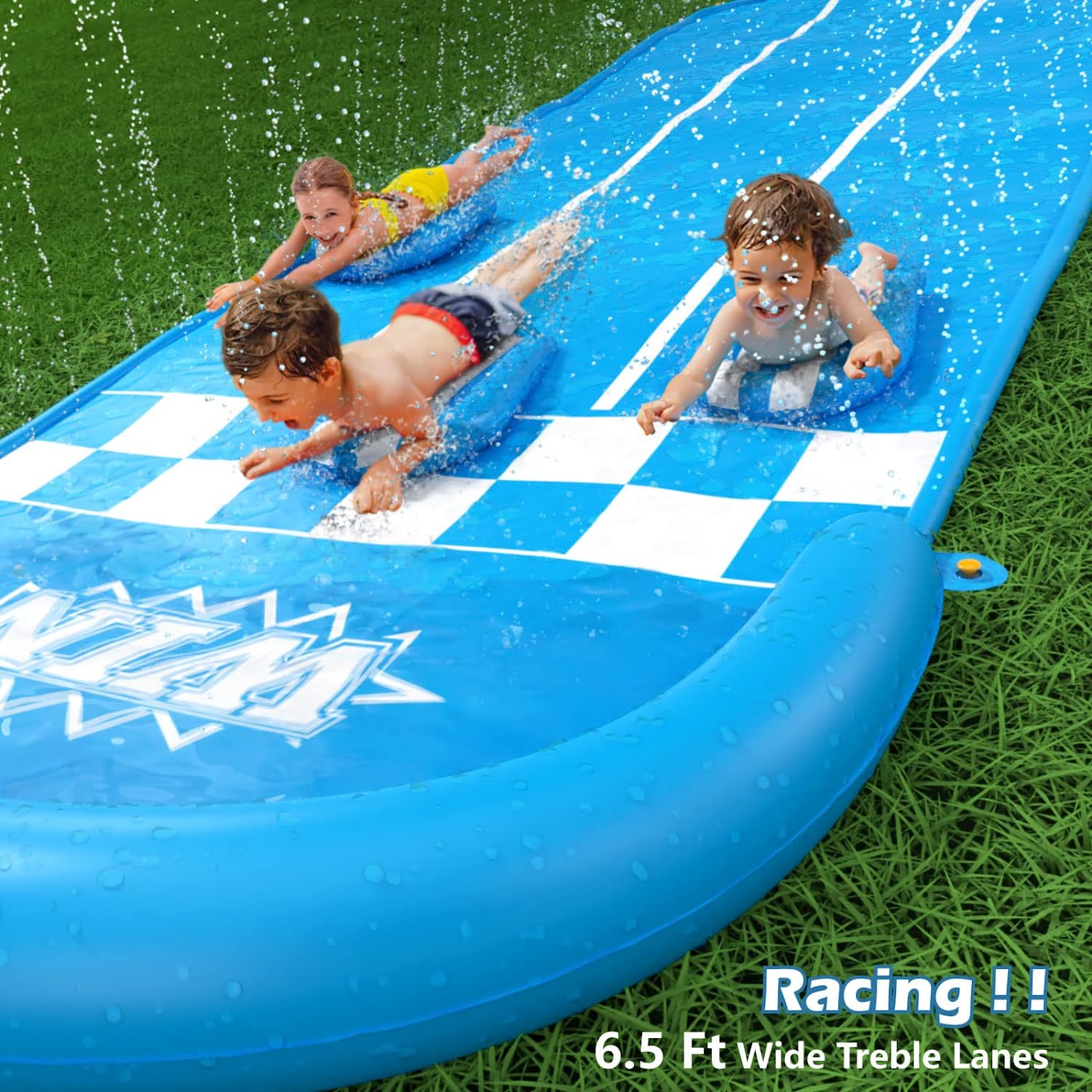 צעצוע מדשאה להחליק והחלקה - מגלשת מים Slip n Slide לילדים מבוגרים 20 רגל ארוך במיוחד עם ספרינקלרים 3 לוחות גוף משחקים בחצר האחורית 5
