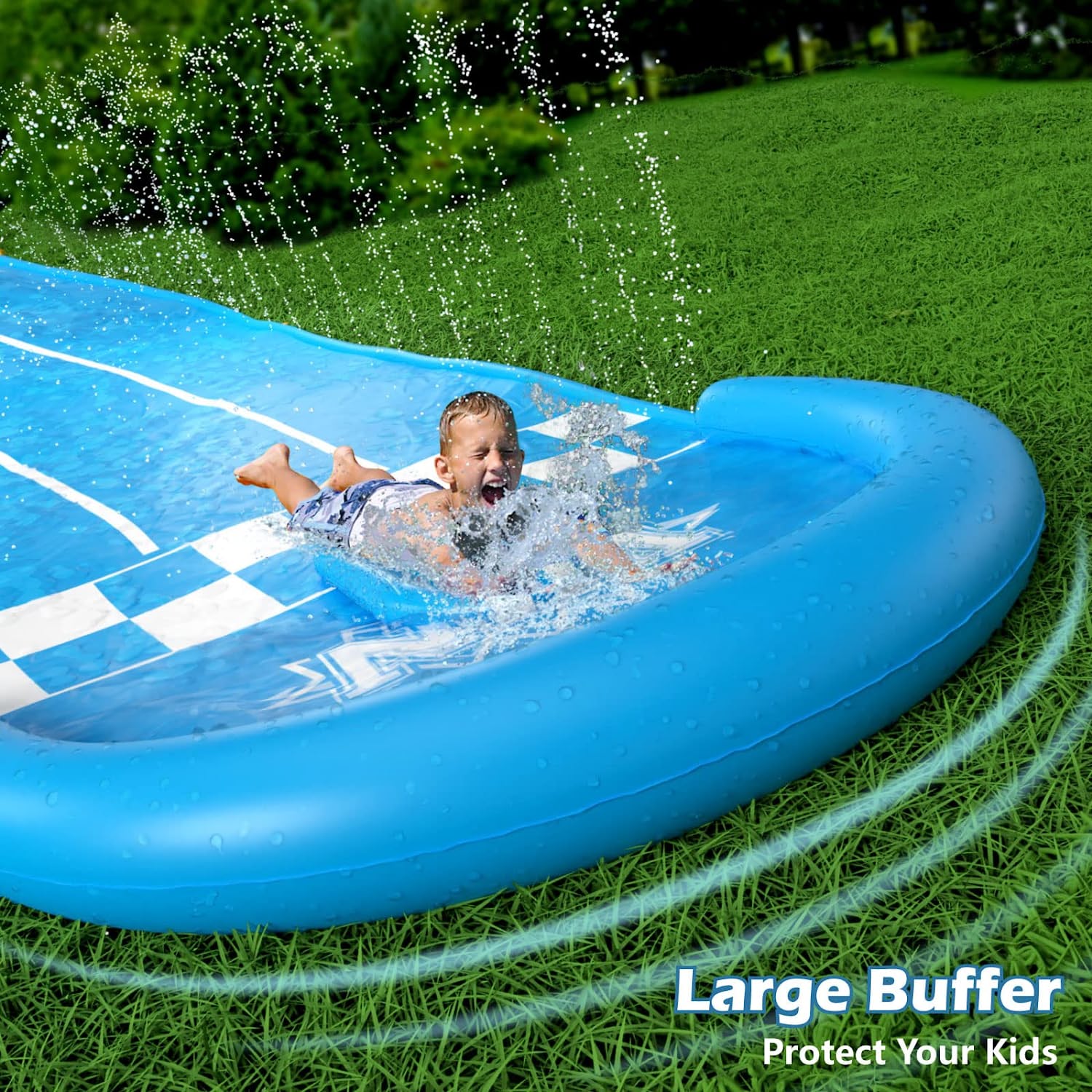 צעצוע מדשאה להחליק והחלקה - מגלשת מים Slip n Slide לילדים מבוגרים 20 רגל ארוך במיוחד עם ספרינקלרים 3 לוחות גוף משחקים בחצר האחורית 4