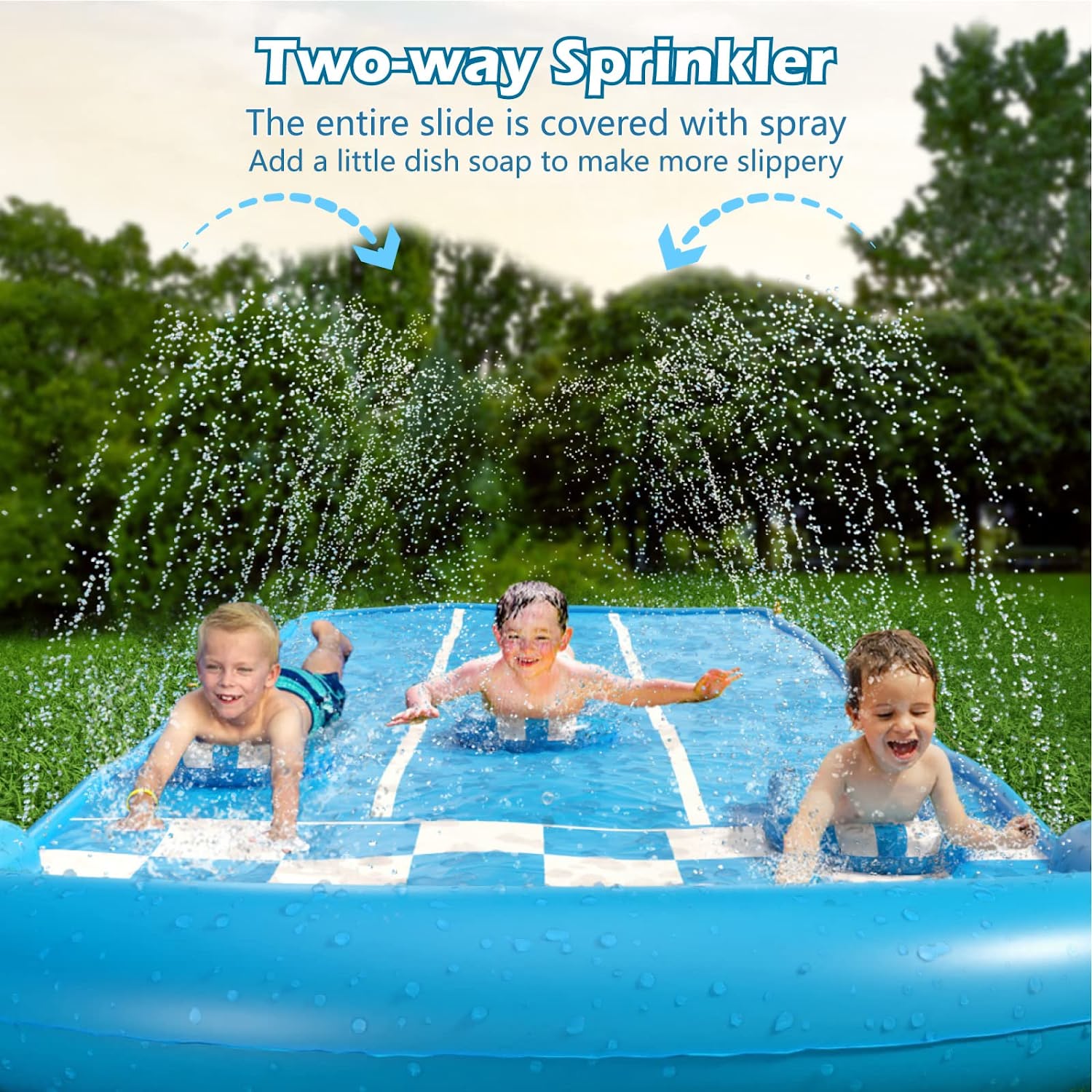 צעצוע מדשאה להחליק והחלקה - מגלשת מים Slip n Slide לילדים מבוגרים 20 רגל ארוך במיוחד עם ספרינקלרים 3 לוחות גוף משחקים בחצר האחורית 3