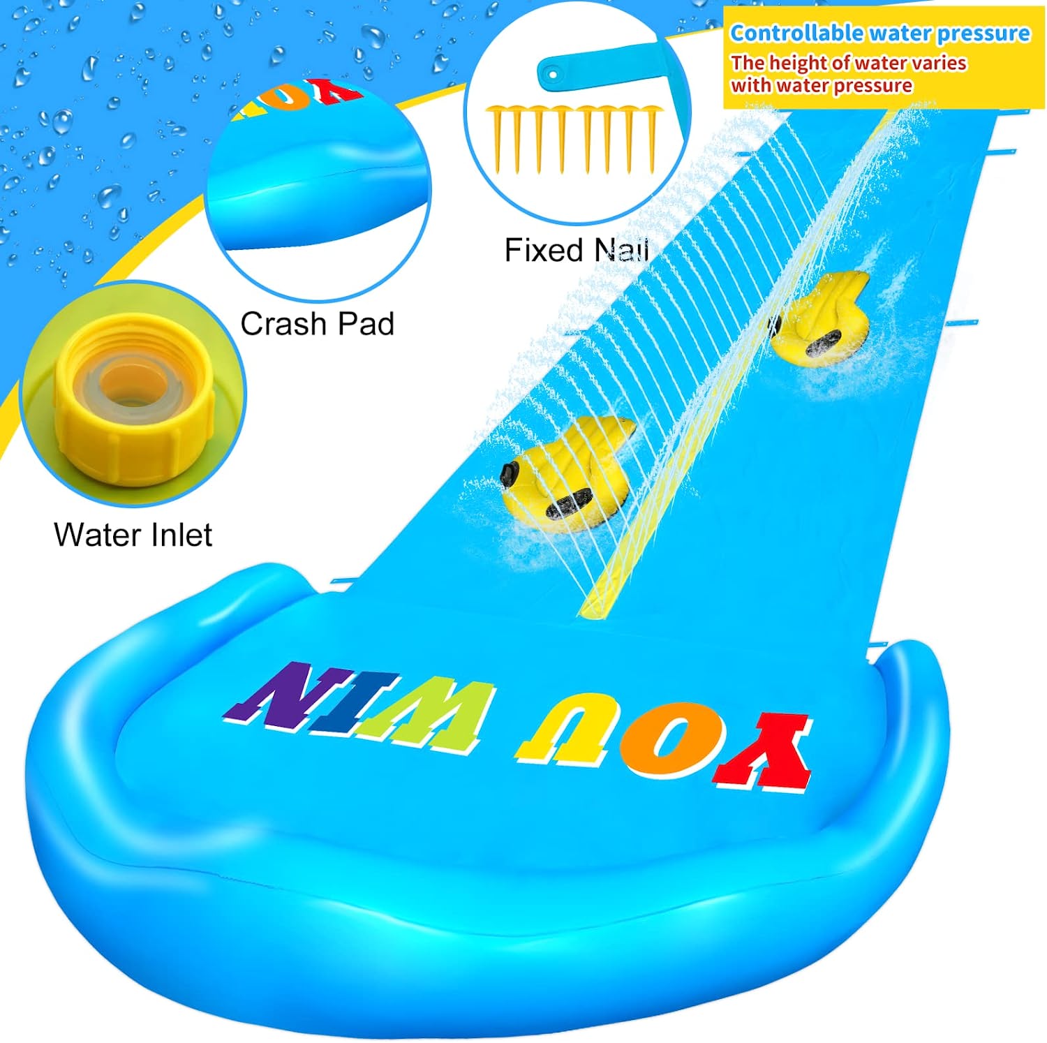 Inflatable Garden Racing Water Park Slides Mat Summer Spray Water Toys Water Slide for Outdoor Grass Game 6