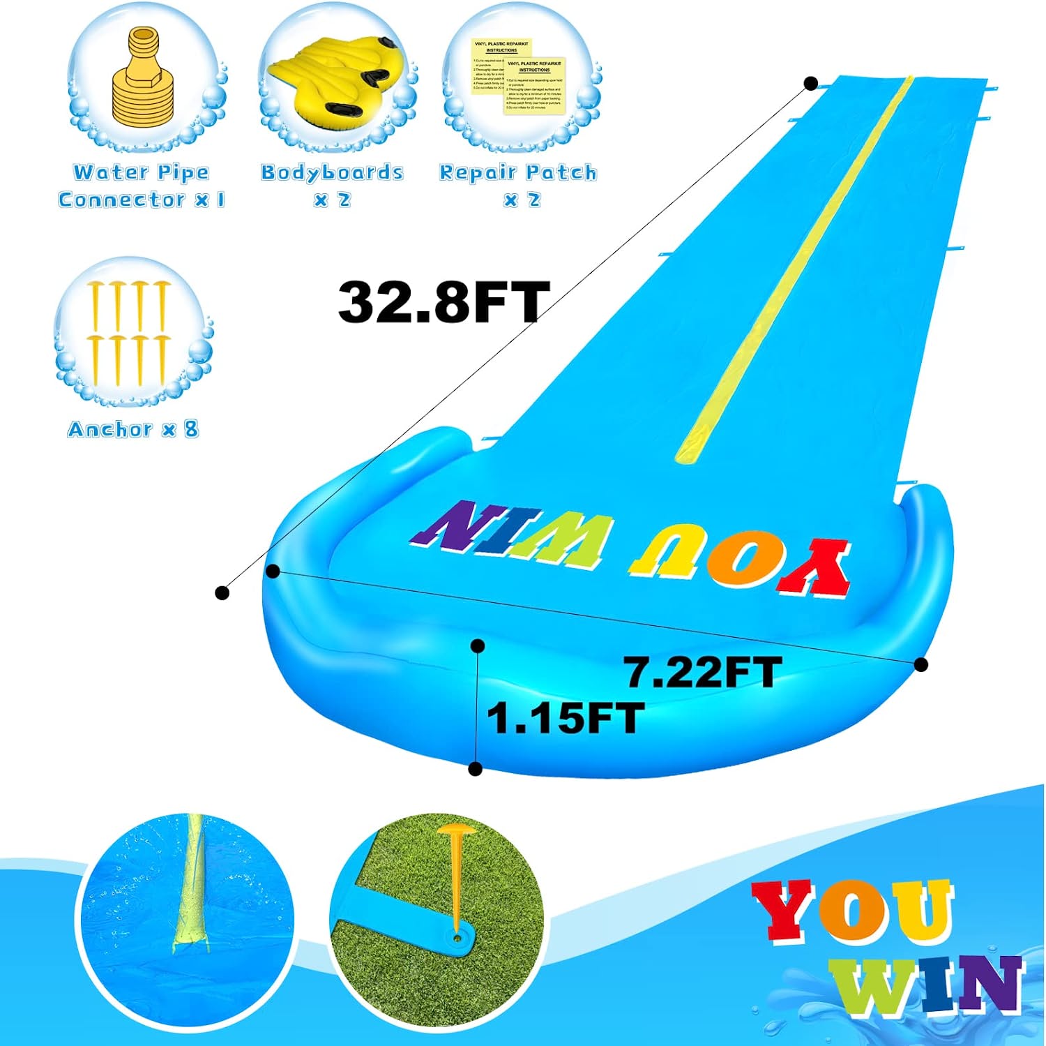 Inflatable Garden Racing Water Park Slides Mat Summer Spray Water Toys Water Slide for Outdoor Grass Game 5