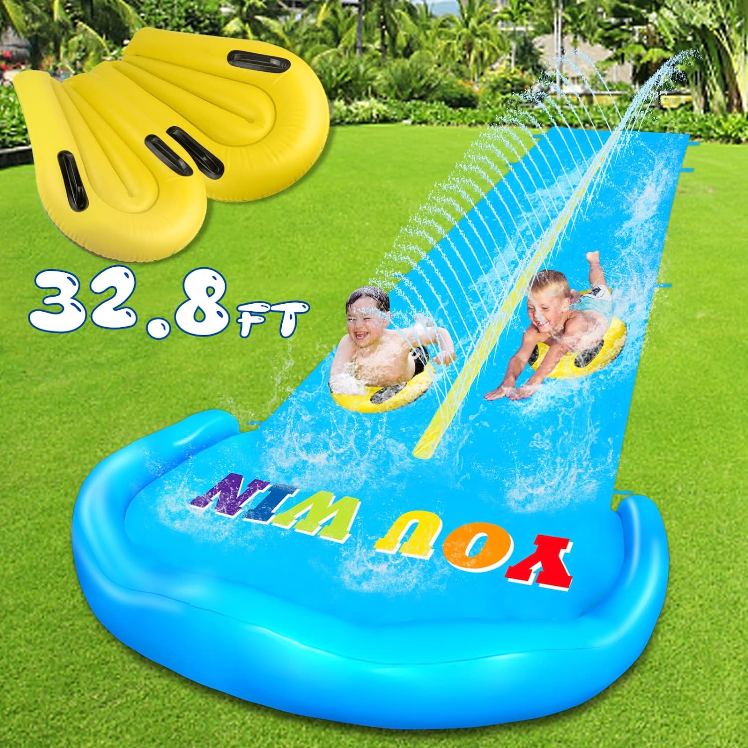 Inflatable Garden Racing Water Park Slides Mat Summer Spray Water Toys Water Slide for Outdoor Grass Game 1