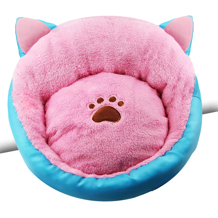 Blue- Factory Direct Wholesal Pet House Cat Bed and Dog Bed Ready to Ship Soft Washable Comfortable Round 1