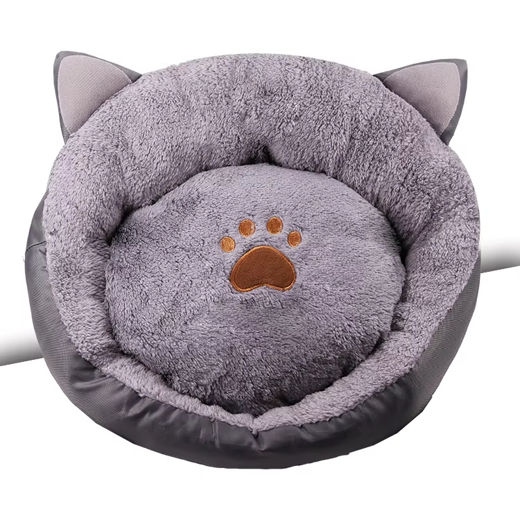 Grey- Hight Quality Multifunction Washable Dog Round Calming Large  Pet Beds 1