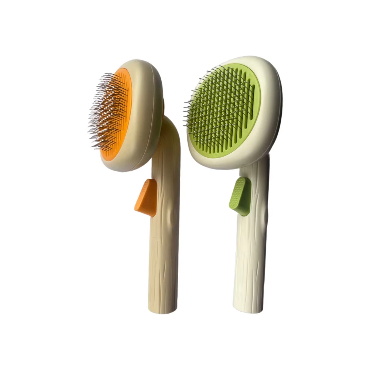 Green- Pet Grooming Self Cleaning Automatically Dog Cat Hair Removing Slicker Brush With Soft Stainless Pins 1