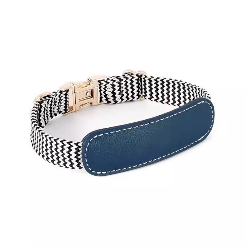 Blue-Hot Selling Anti-Escape Veelkleurige schattige op maat gemaakte zacht gewatteerde lederen halsband met metalen snelsluiting 1