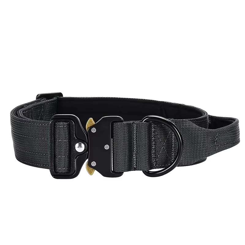 Zwart-Hot Selling Heavy Duty metalen gesp trainingshalsband voor grote honden Halsband en riem Set Tactische halsband 1