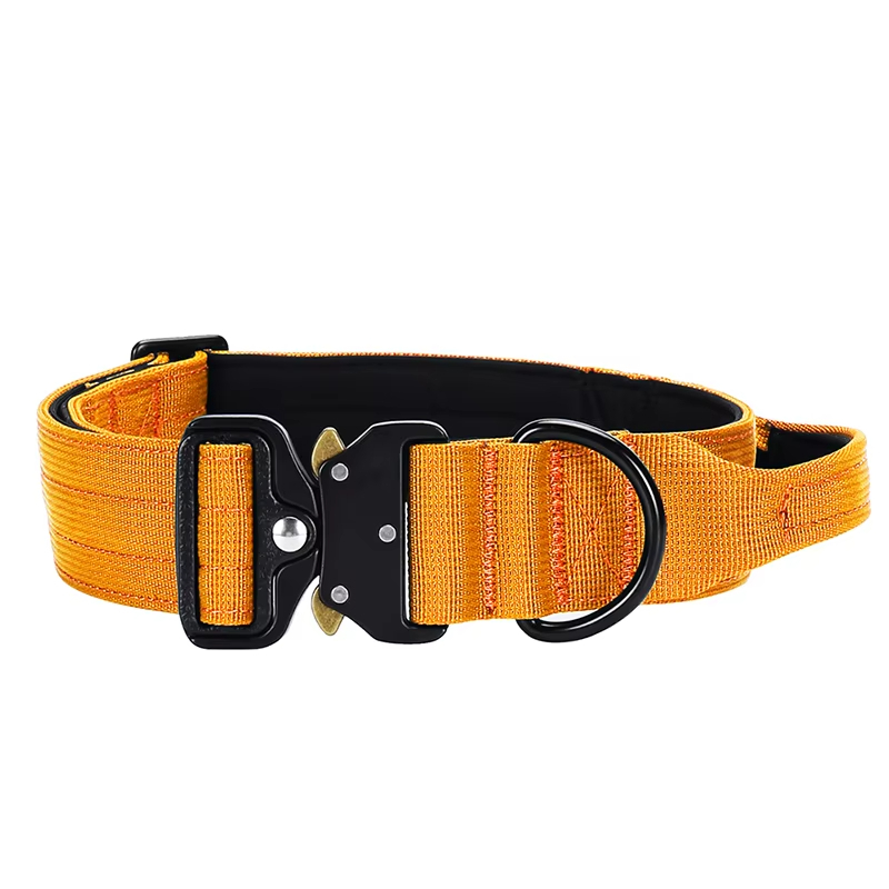 Oranje-Aangepaste Kleur Duurzame Tactische Halsband Quick Release Nylon Touw Hondenriem Halsbanden Voor Huisdieren & Lijnen 1