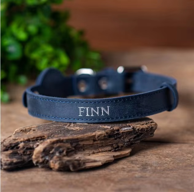 Blue-2024 Latest Products airtag dog cat collar GPS tracker leather dog pet collar 1