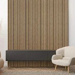 التصميم الحديث لوحات صوتية فتحات خشبية القشرة إنهاء الصوت ميزة الألعاب غرفة الداخلية جدار السقف ديكور تصميم نموذج ثلاثي الأبعاد 1