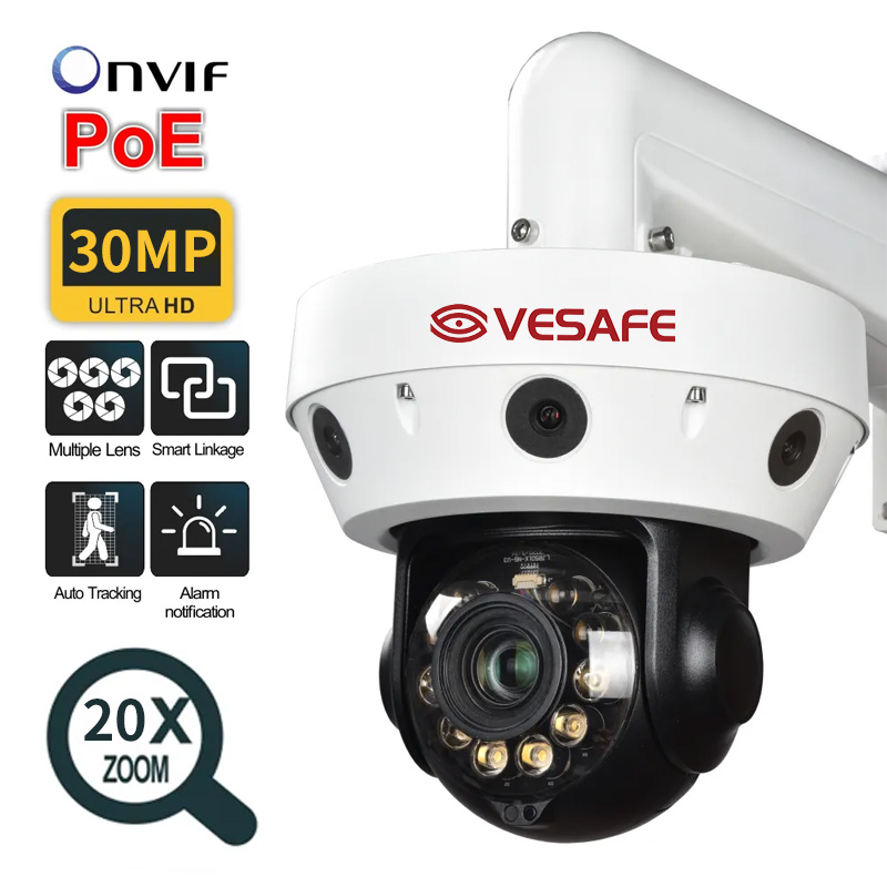 Zoom Dome 30MP Ptz 5 Objectif POE Caméra IP CCTV de sécurité 1