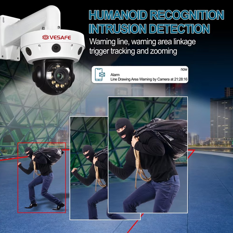 Zoom Dome 30MP Ptz 5 Objectif POE Caméra IP CCTV de sécurité 4