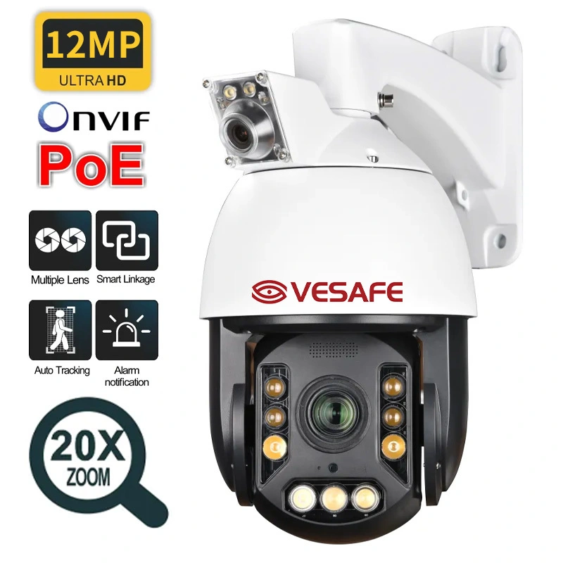 Caméra POE avec zoom 20X et dôme intelligent HD de sécurité à 2 objectifs 1