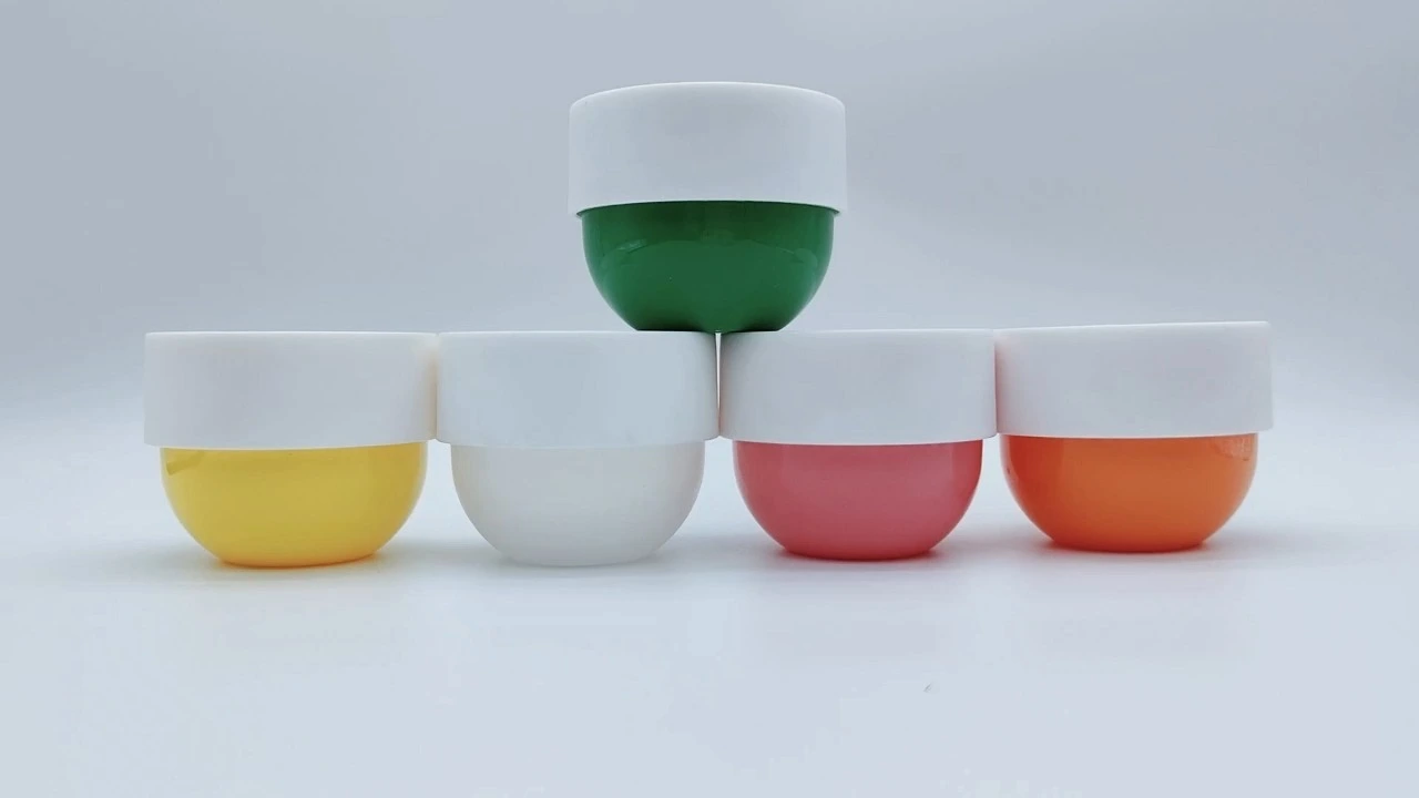 Glamorous double-wall bowl-shaped container with multicolored PET cream jars 1