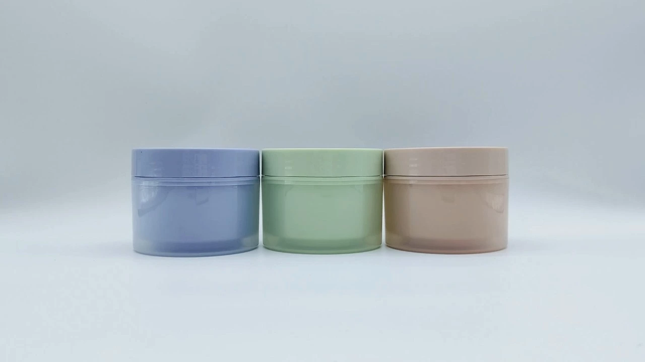 Glamorous 200g double-wall containers in pink/green/blue PP cream jars 1