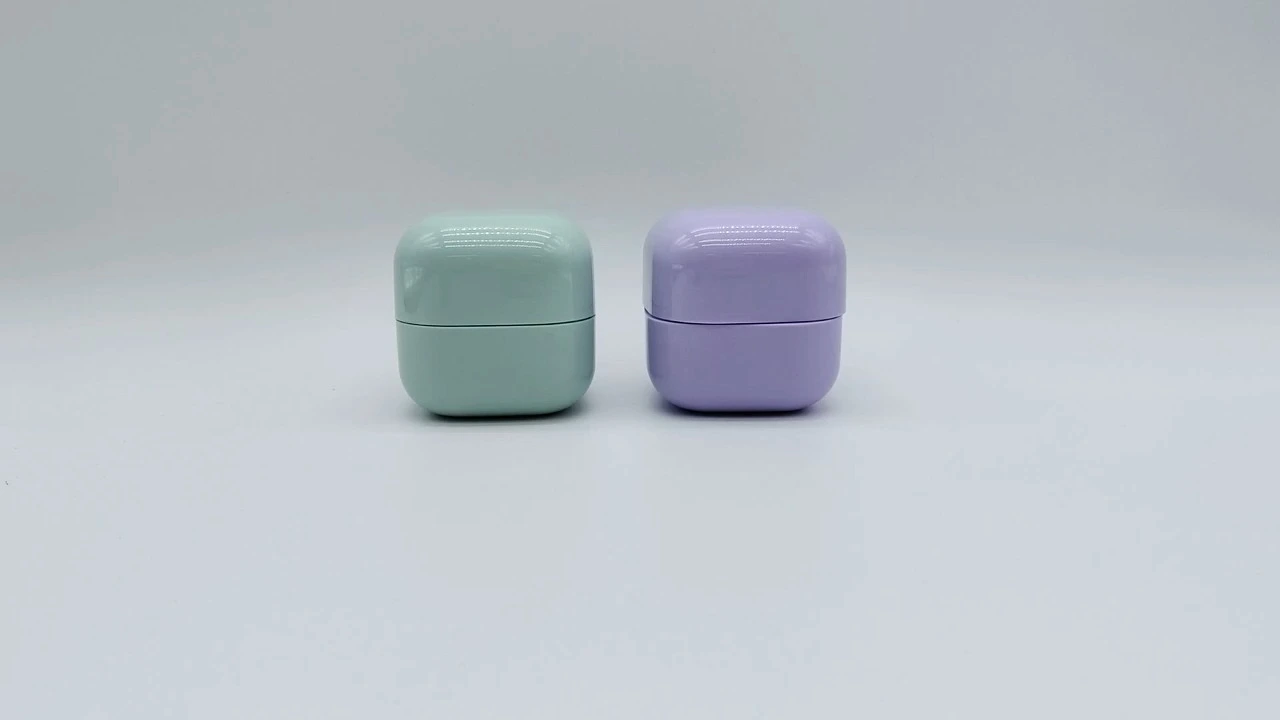 Glamorous 50g Green/purple square cream jars made of PE/PET 1