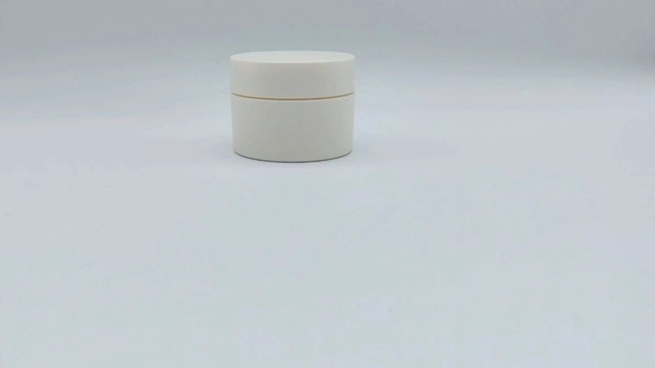 Glamorous 50g Cylindrical double-wall white PP cream jars with beauty tool scoop 1