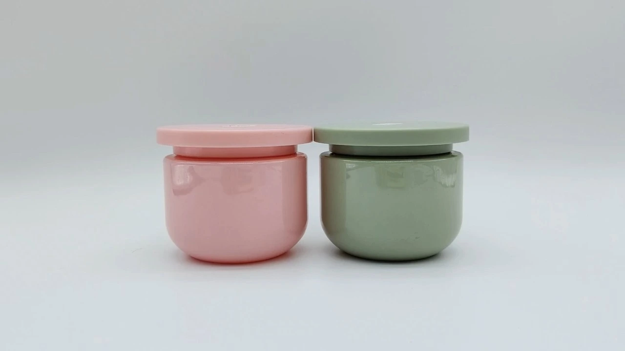 Glamorosos frascos de PET verde/rosa de 250 ml para crema facial y corporal. 1
