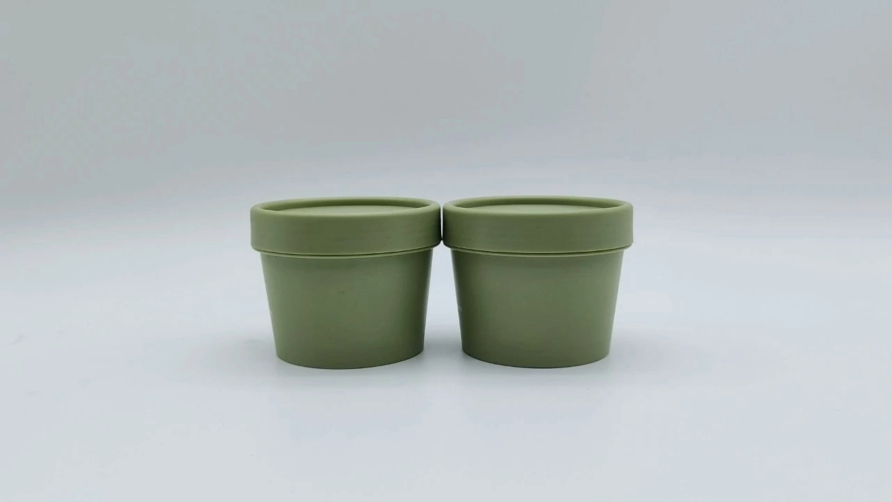 Glamorosos tarros de crema de PP verde mate de una sola pared de 100 g 1