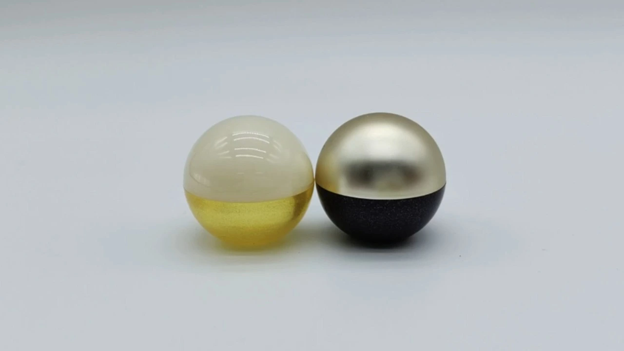 Glamorosos frascos de crema amarillo/morado perlado de 5 g para frascos de crema para ojos 1