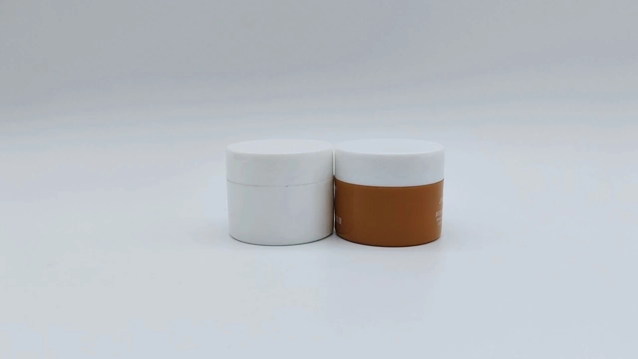 Glamorosos tarros cilíndricos de PP para crema, lisos, de color blanco/marrón, de 20 g 1