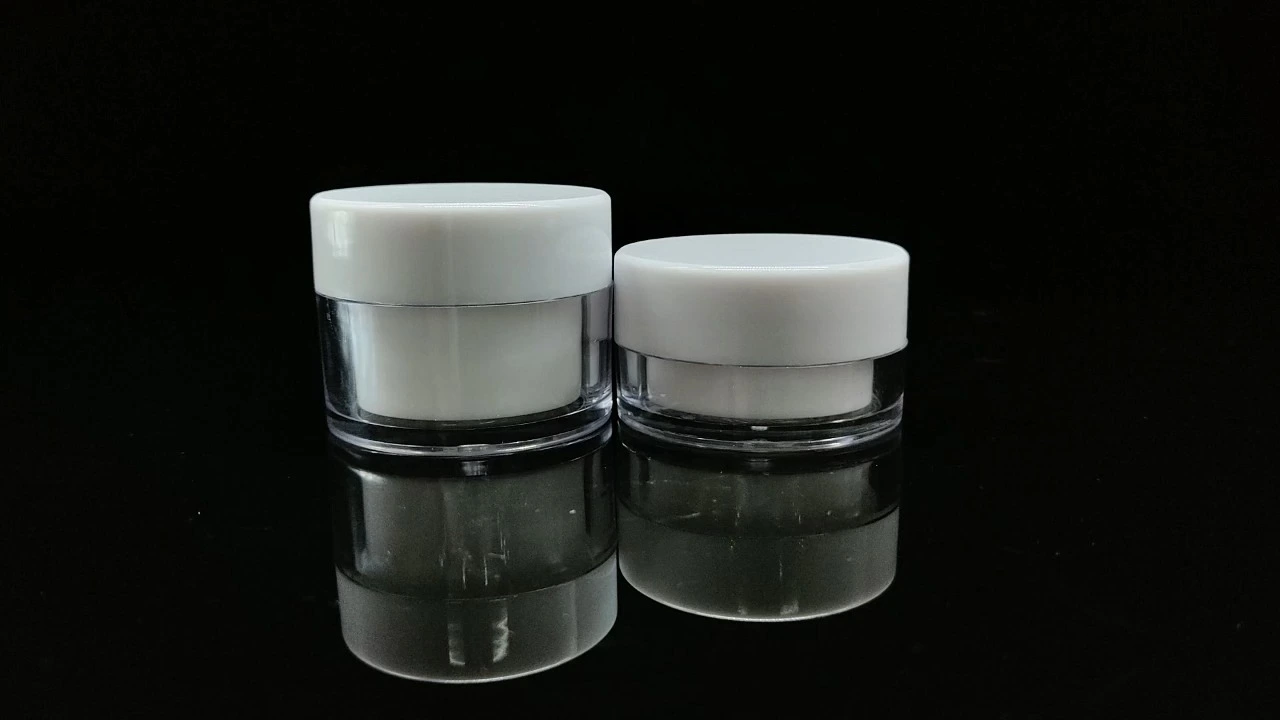 Glamorosos frascos de crema con muestra de acrílico blanco de doble pared de 10 g/30 g 1