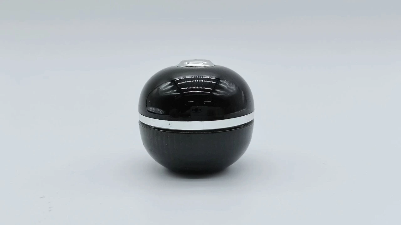 Glamorosos frascos de crema de acrílico negro de doble pared de 5 g con tapas plateadas 1