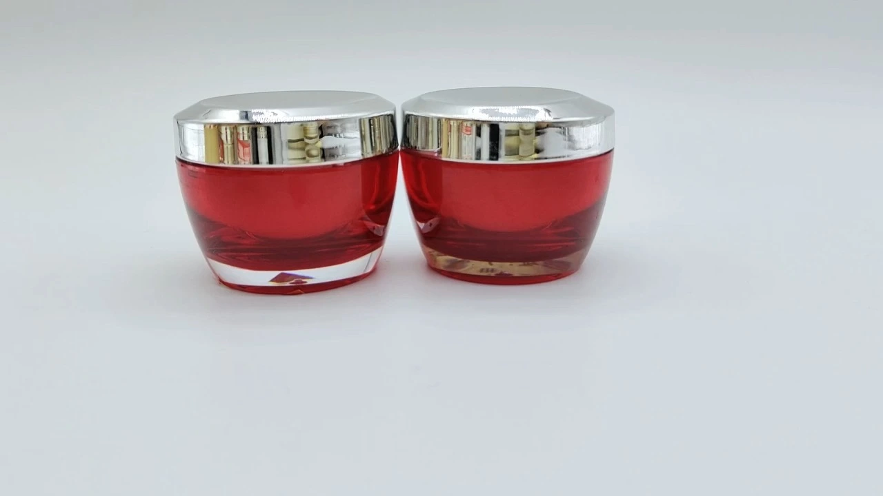 Glamorosos frascos para crema de acrílico rubí de doble pared de 50 g 1