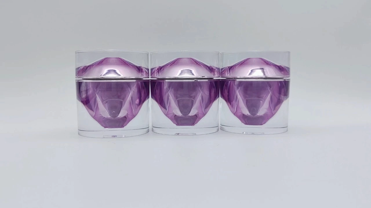 Glamouröse 30 g luxuriöse, violette Cremetiegel aus doppelwandigem Acryl in Rautenform 1