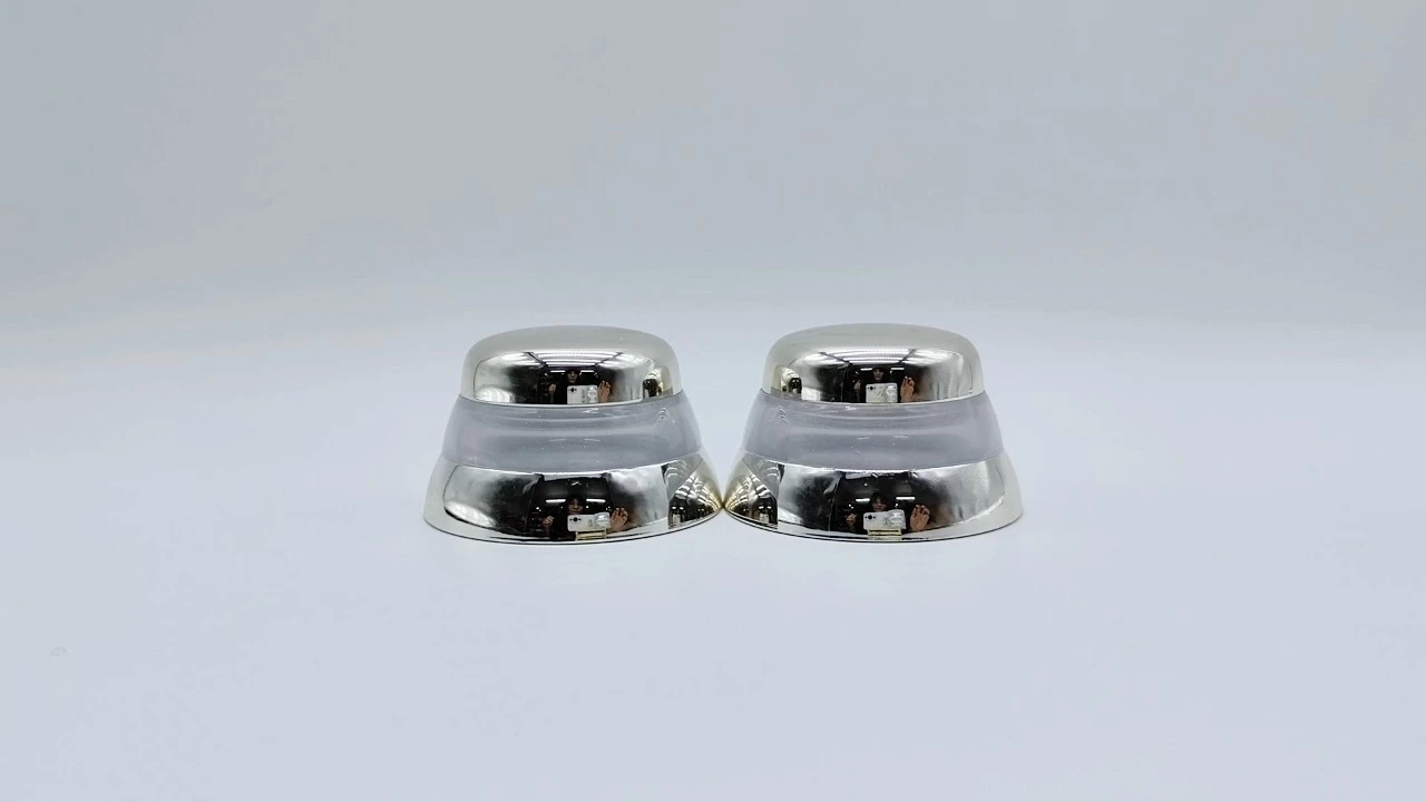 Glamorosos frascos de crema de acrílico de lujo de doble pared de 40 g en plata 1