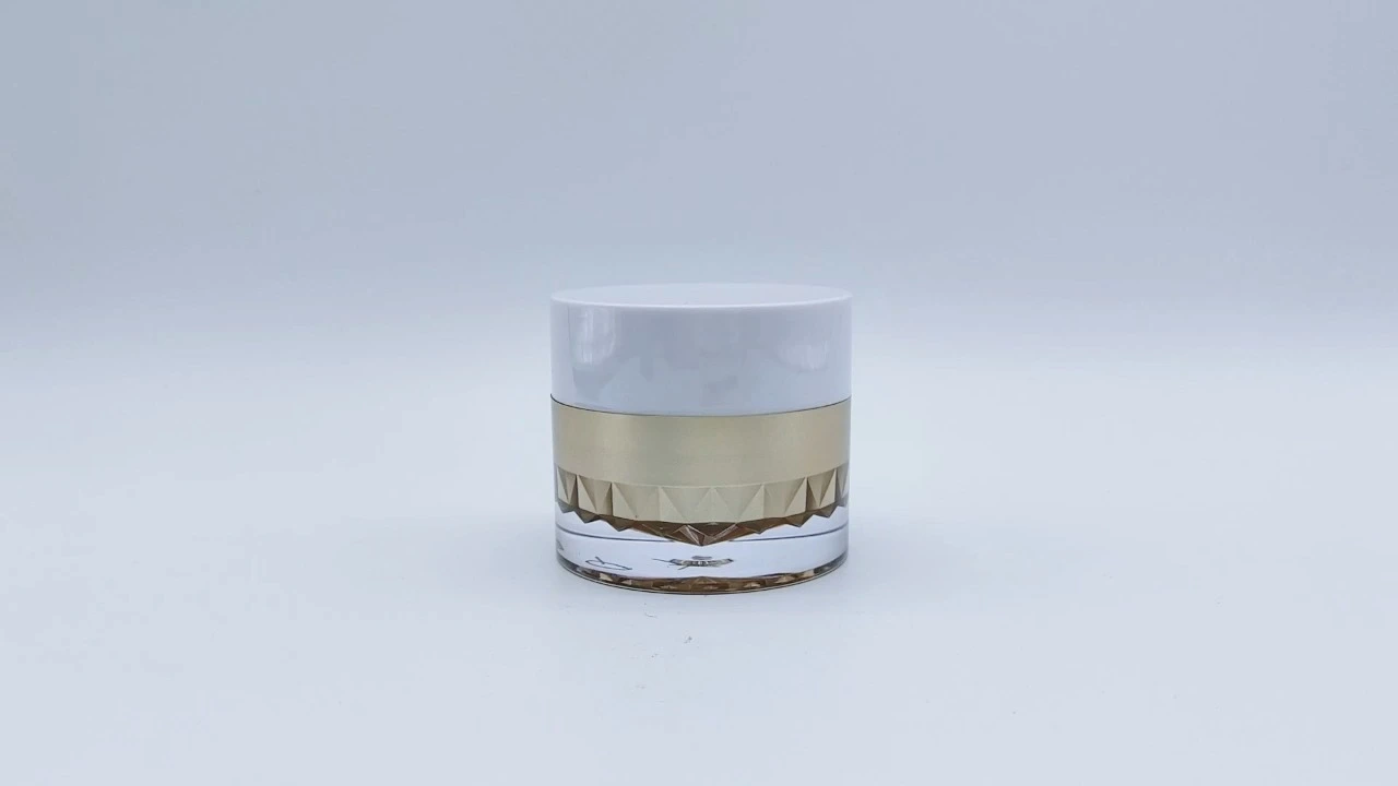 Glamorosos frascos de crema acrílicos de lujo de doble pared dorados de 50 g 1