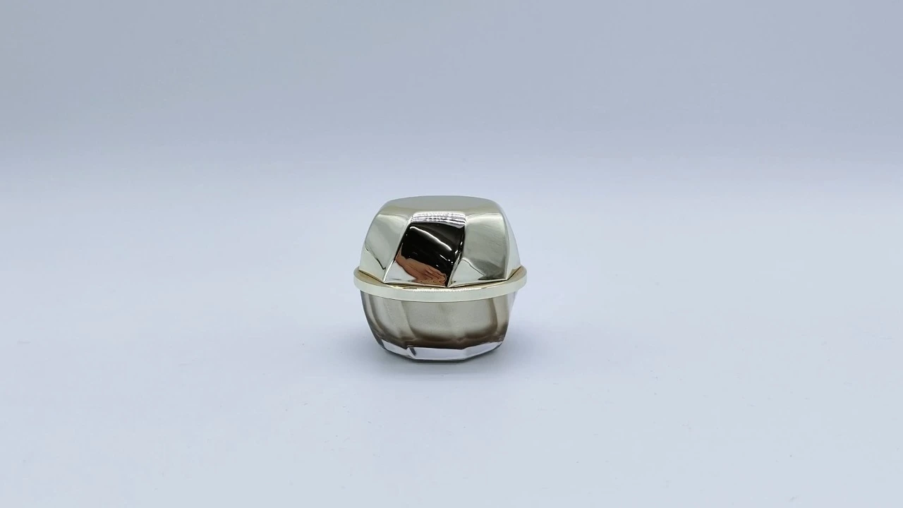 Bolsa de muestra glamurosa de 5 g. Tarro de crema de doble pared acrílico dorado. 1