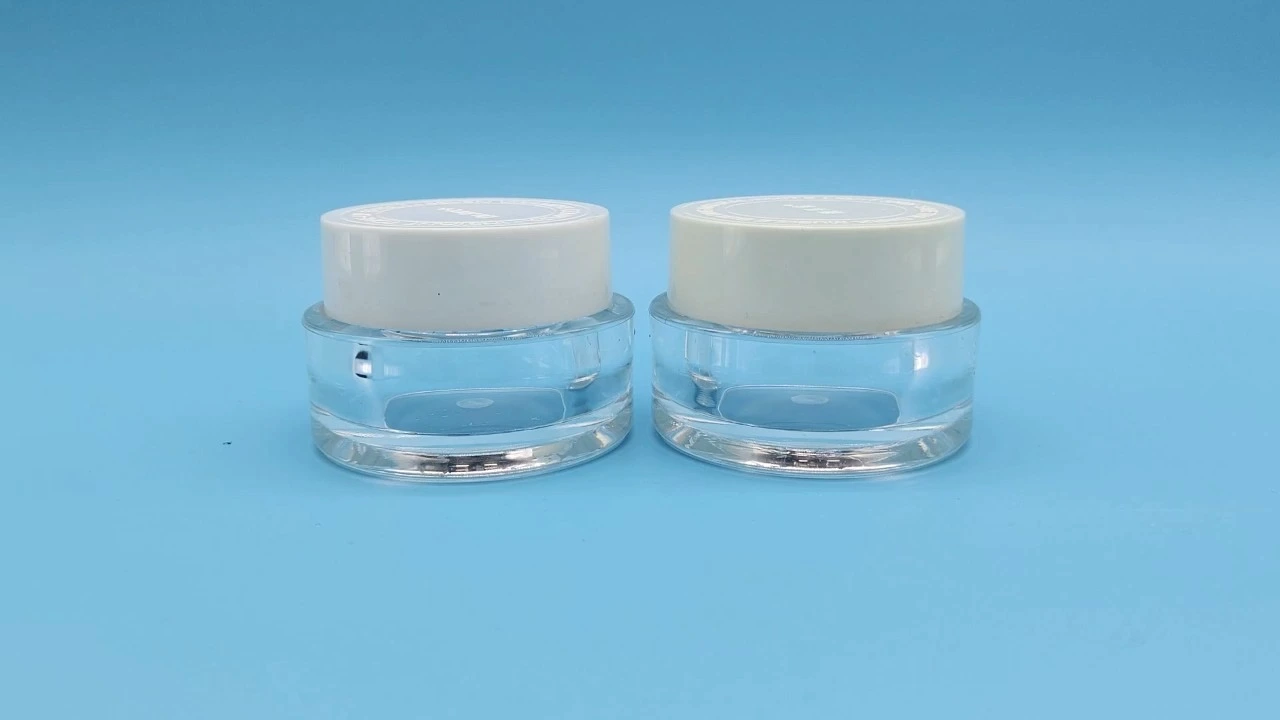 Frasco cilíndrico de acrílico transparente para crema, glamuroso, de 60 g. 1