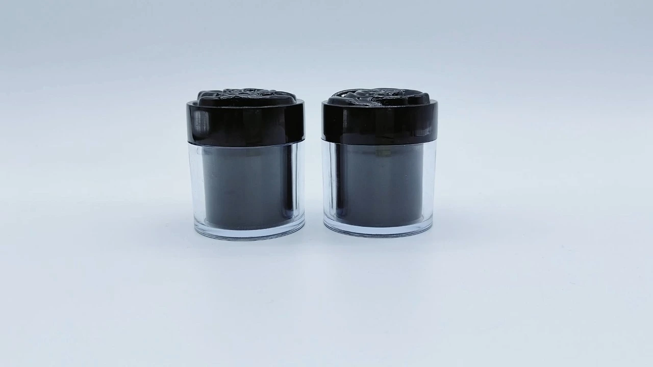 Glamoroso tarro de crema de doble pared negro de 50 g con tapas en forma de rosa 1
