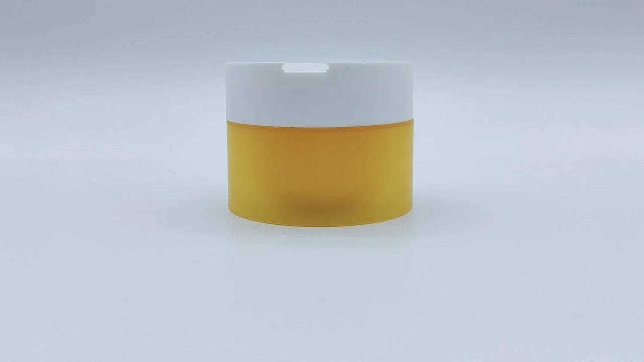 Glamoroso tarro cilíndrico de PET de doble pared para crema de 100 g, color naranja 1