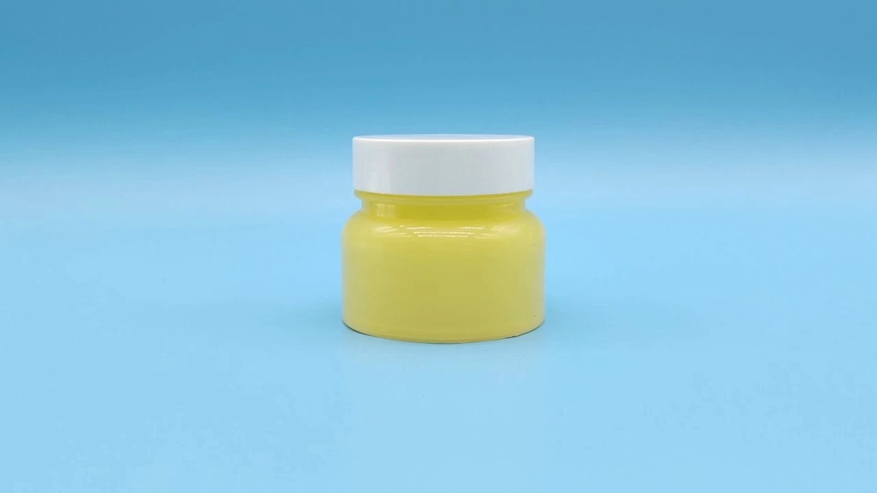 Glamoroso tarro de crema de doble pared de PP amarillo de 80 g para crema hidratante para bebés 1
