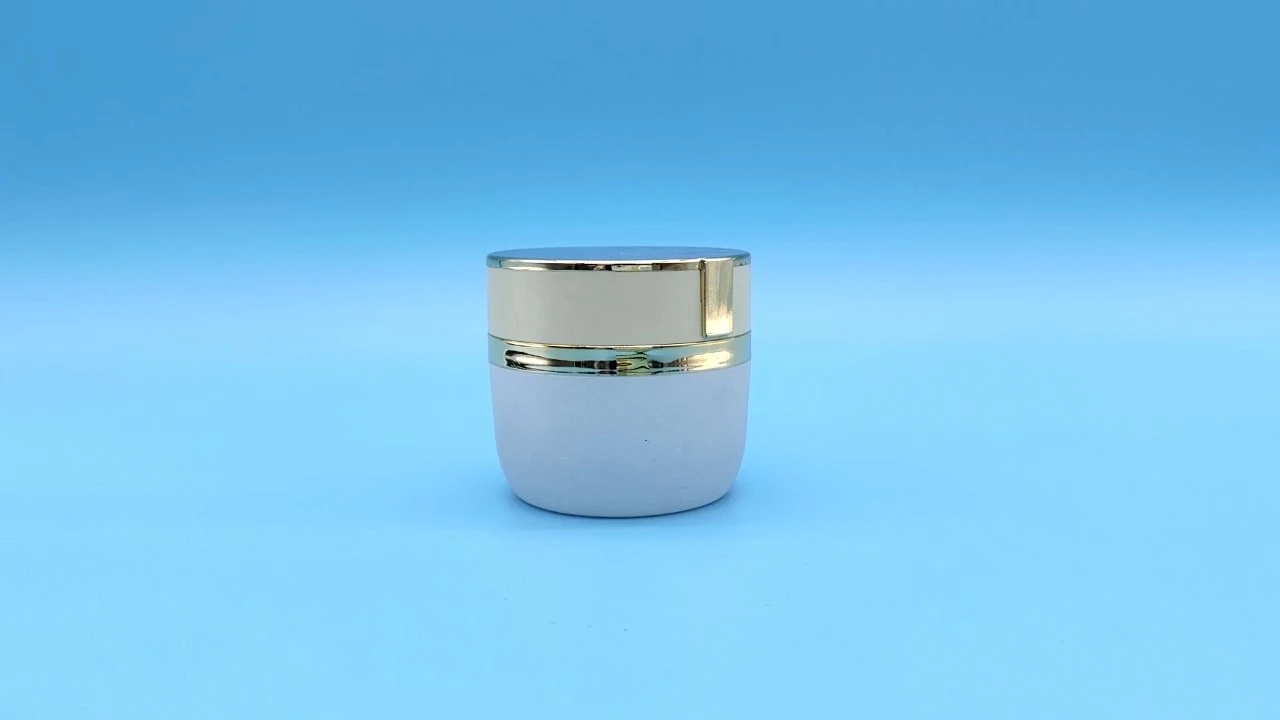 Glamuroso tarro cilíndrico para crema decorativo de acrílico esmerilado, chapado en oro blanco y negro, de 50 g 1
