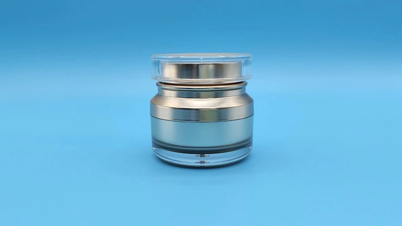 Glamoroso tarro de crema acrílico de lujo de 50 g con doble pared en dorado degradado 1