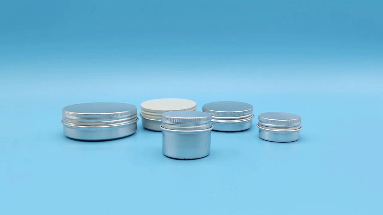 Pot à crème rond et plat en aluminium galvanisé argenté glamour 1