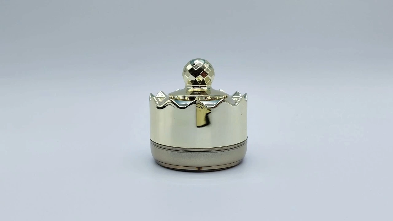 Glamorous 10g golden Acrylic Crown design cosmetic air cushion loose powder jar With Mirror 1