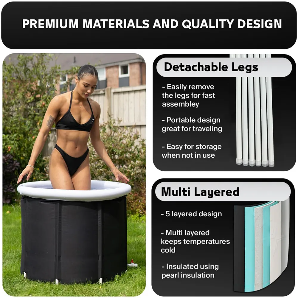 Baignoire gonflable pliante en PVC, seau à glace, pour trempage en extérieur, récupération & pour utilisation en piscine 4