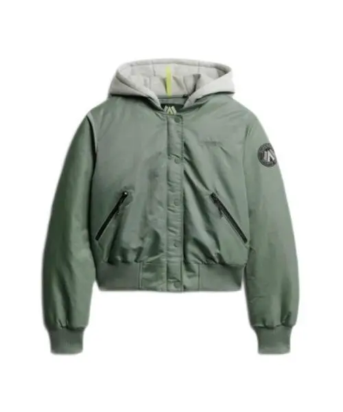 Women's Light Green Hooded Bomber Jacket 1